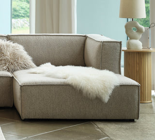 Burt Square Arm Modular Chaise Lounge, Taupe Boucle, Right End