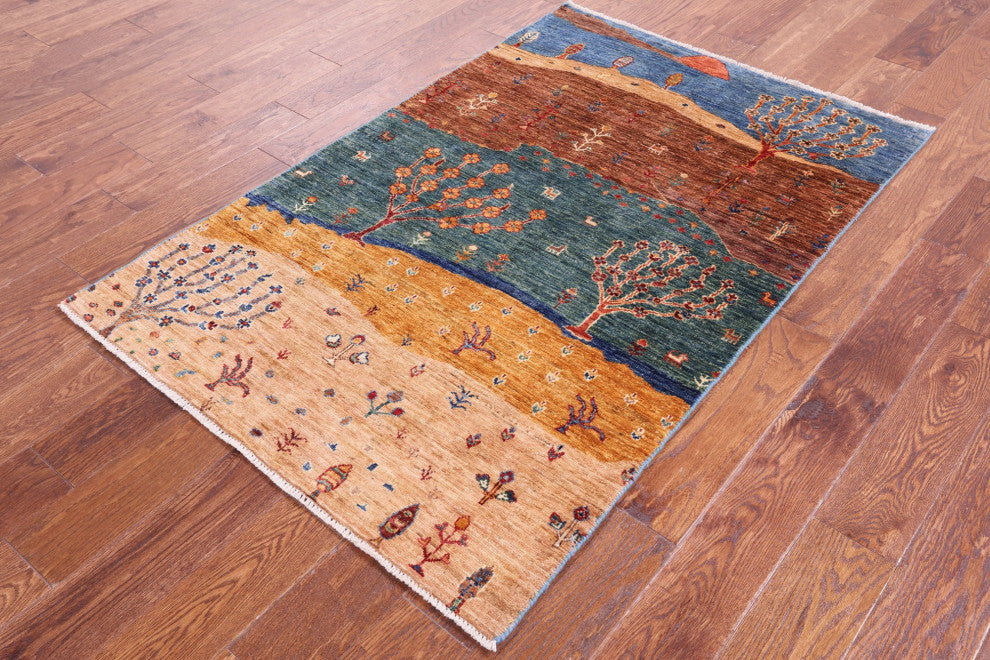 3' 5" X 5' 3" Tribal Persian Gabbeh Handmade Rug Q10722
