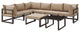 Brown Mocha Fortuna 8 Piece Outdoor Patio Sectional Sofa Set
