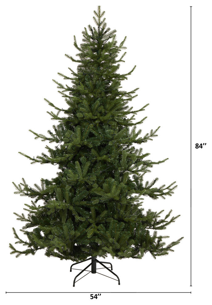 7' Swedish Fir Faux Xmas Tree With 500 White Lights & 1291 Bendable Branches
