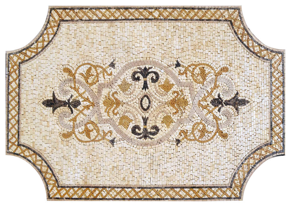 Mosaic Rug Tile, Egret, 52"x36"