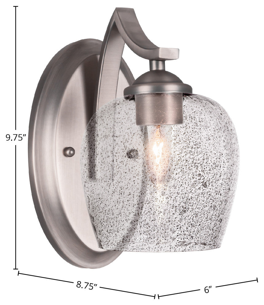 Zilo Wall Sconce Shown, Graphite Finish With 6" Smoke Bubble Glass