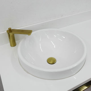 61" Double Sink Vanity, Black Finish With Engineered Stone Top And Round Sink