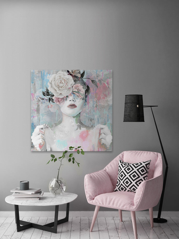 "Dreaming with Flowers" Painting Print on Wrapped Canvas, 32"x32"