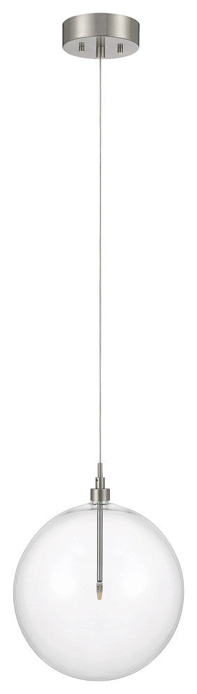 1-Light Pendant in Natural Brass, Brushed Nickel