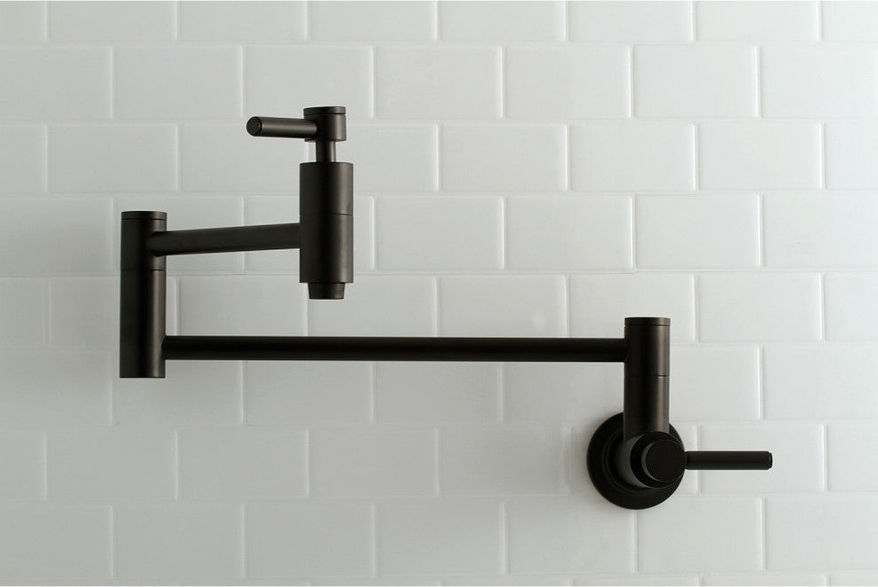 Kingston Brass Wall Mount Pot Filler Kitchen Faucet, Matte Black