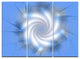"White and Blue Fractal Star Flower" Metal Wall Art, 3 Panels, 36"x28"