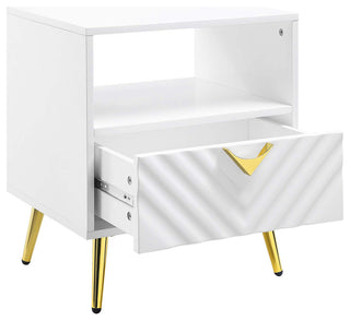 Wooden End Table With Storage, White