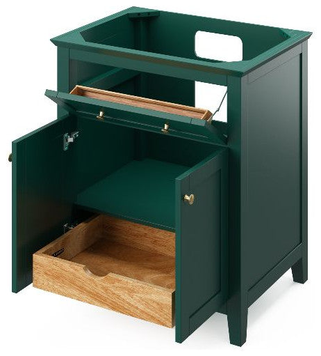 Chatham Traditional 30" Forest Green Single Sink Vanity, Black Granite Vanity To