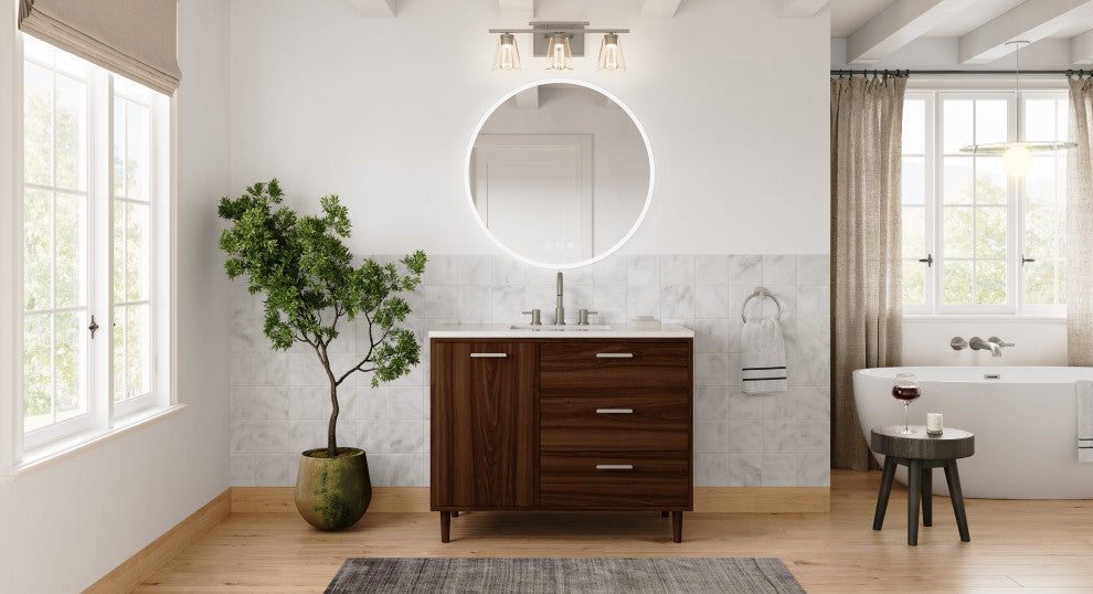The Darby Bathroom Vanity, Walnut, 42", Single Sink, Freestanding