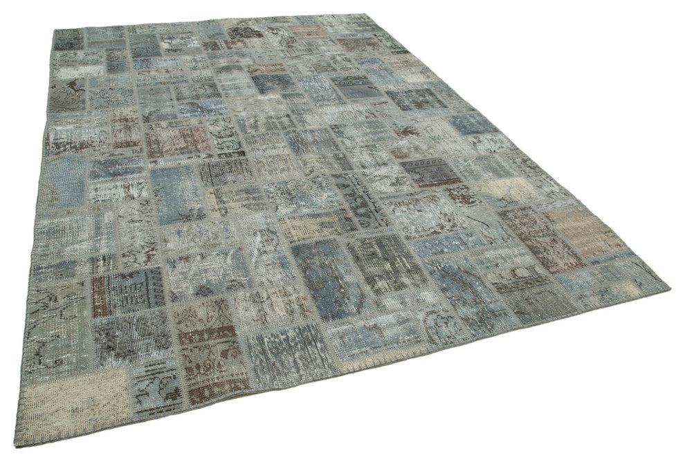 Rug N Carpet - Hand-Knotted Turkish 6' 11" x 9' 9" Vintage Patchwork Area Rug