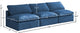 Plush Velvet / Down Standard Comfort Modular Sofa, Navy, 3-Piece: 3 Armless Chair