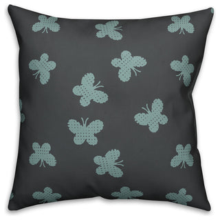 Butterfly Pattern, Blue Throw Pillow, 20"x20"