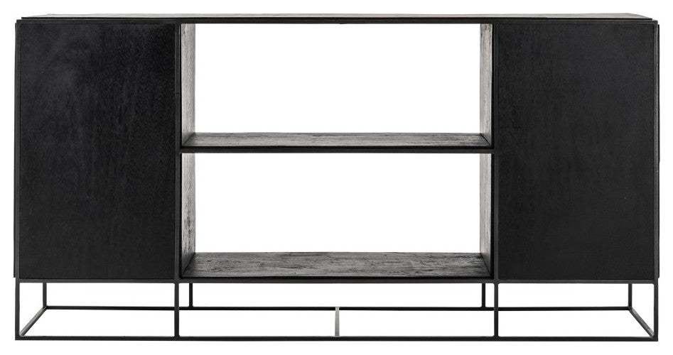 Modern Rustic Black and Natural Media Center TV Stand