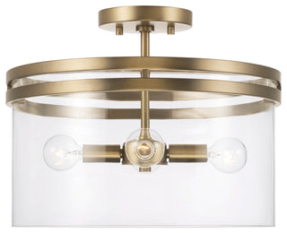 Capital Lighting 248741 Fuller 4 Light 15"W Semi-Flush Drum - Aged Brass