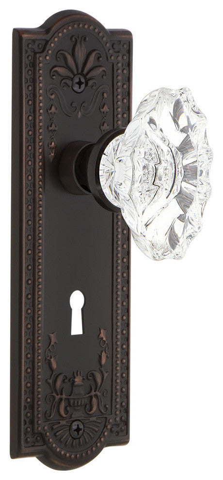 Meadows Plate Privacy Chateau Knob, Timeless Bronze