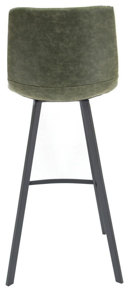 LeisureMod ES29G Elland Modern Leather Bar Stool With Iron Legs & Footrest