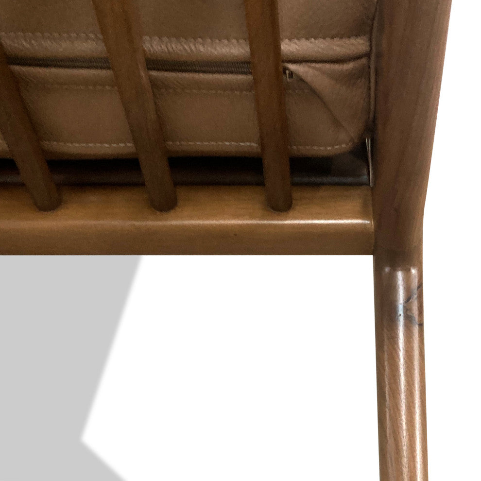 Nativa Interiors Biscayne Mid-Century Modern Geniune Leather Chair, Caramel