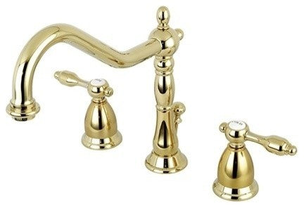 Kingston Brass Widespread Bathroom Faucet With Brass Pop-Up, Polished Brass