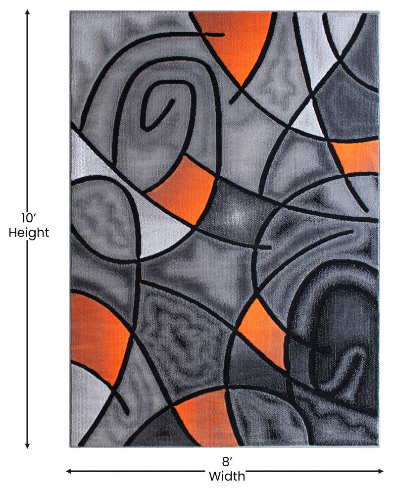 Angie Collection Rectangle 8' x 10' Abstract Area Rug, Orange