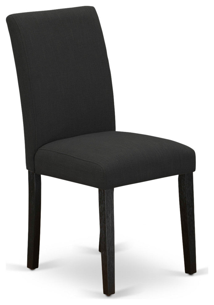 5 Pc Kitchen Set, Black Wood Table, 4 Black Chairs, Wire Brushed Black Finish