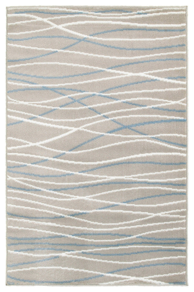 5??x 7??Gray Contemporary Waves Area Rug