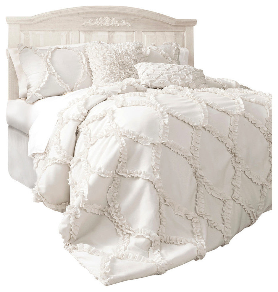 Avon 3-Piece Comforter Set, White, Queen