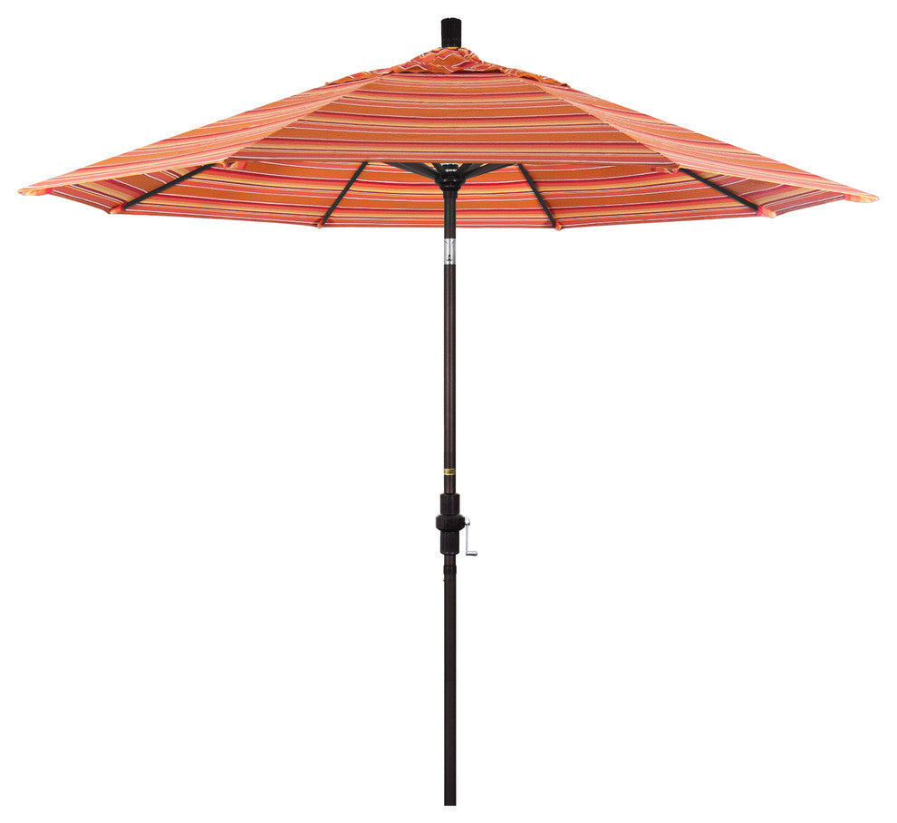 9' Bronze Collar Tilt Crank Lift Aluminum Umbrella, Sunbrella, Dolce Mango
