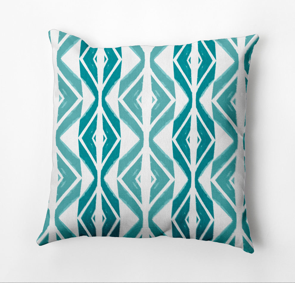 Diamond Graffiti Outdoor Pillow, Teal, 18"x18"