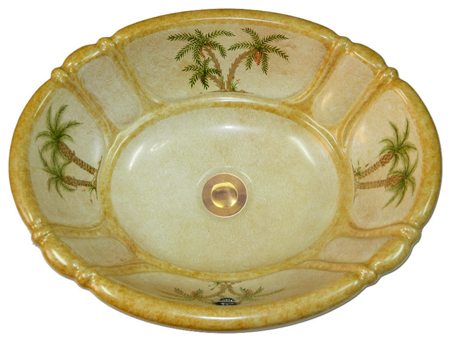 Hand Painted Sink " Palm Island " Cambridge Drop-In Sink