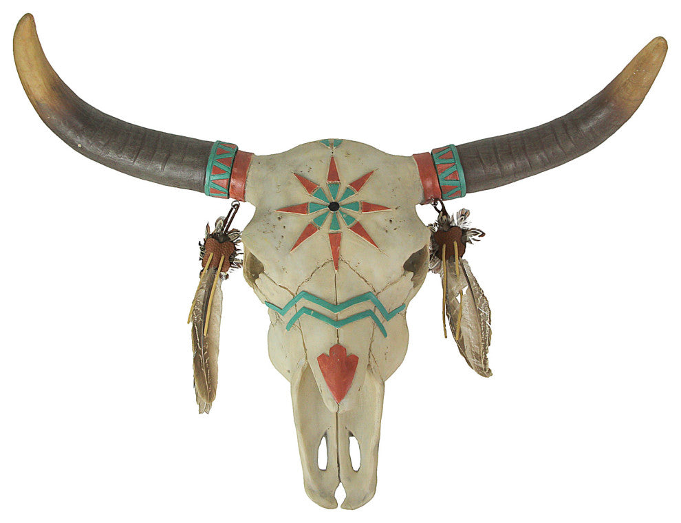 Native Spirit Southwestern Design Steer Skull Wall Hanging Hand Painted Accents