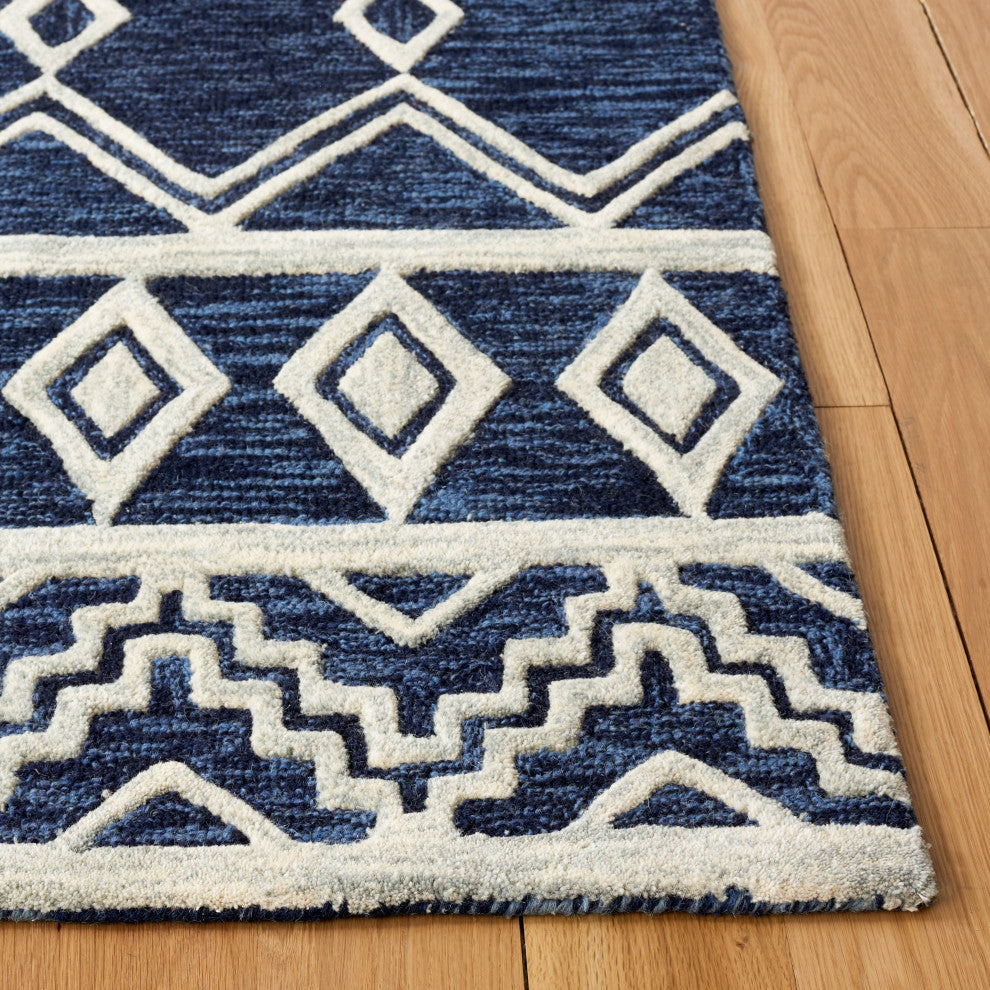 Safavieh Couture Abstract Collection, ABT851 Rug, Navy/Ivory, 5'x8'
