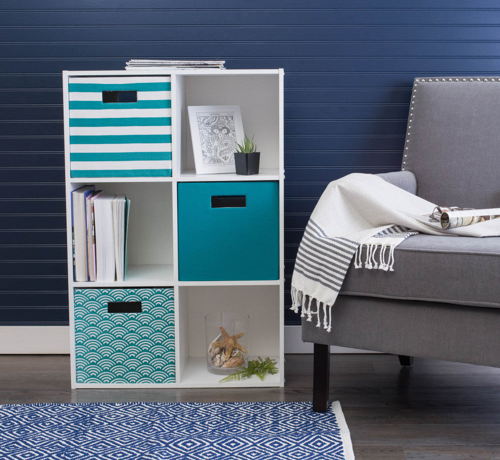 DII Polyester Cube Pinstripe Teal Square