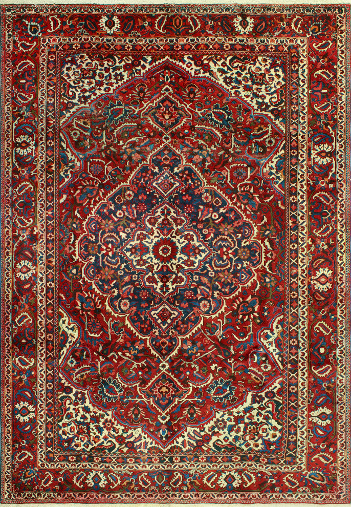 Fine Vintage Distressed Marly Red/Ivory Rug, 8'2 x 12'0