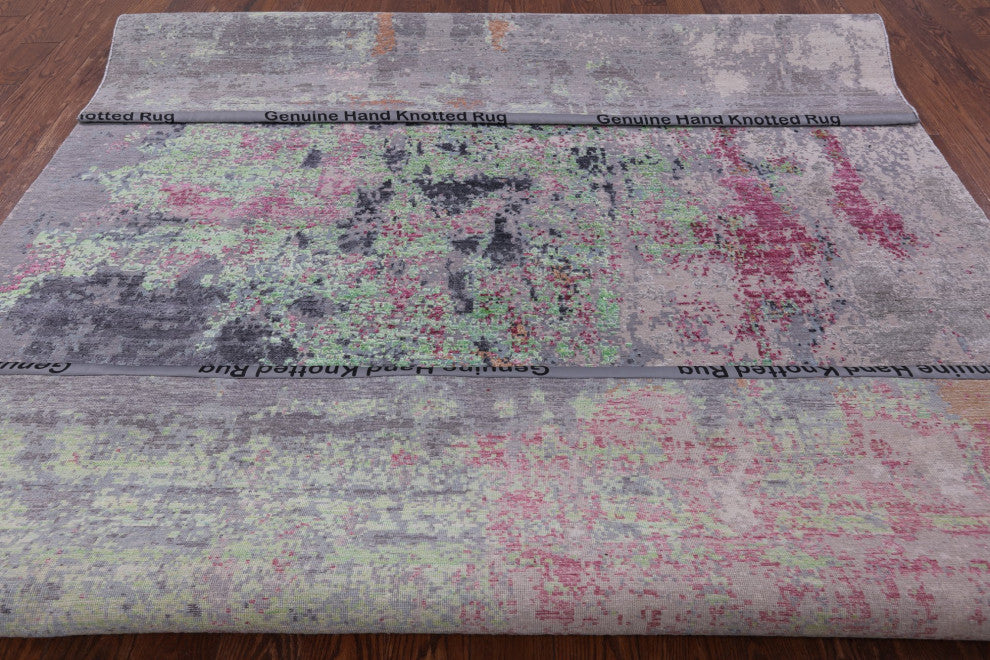 Modern Wool and Silk Hand Knotted Rug 7' 10" X 10' 3" Q7224