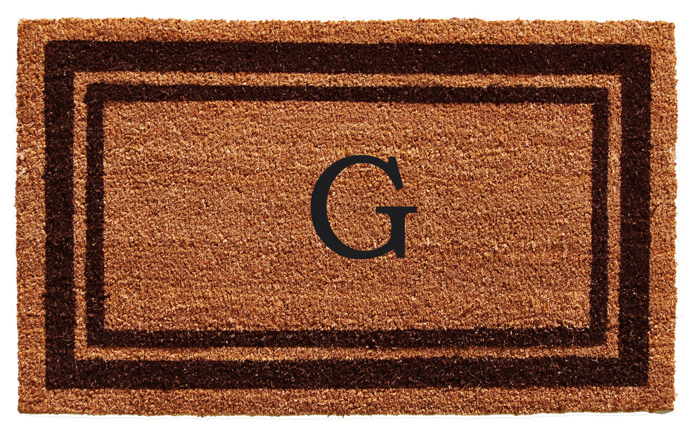 Brown Border 18"x30" Monogram Doormat, Letter G