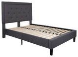 Roxbury Full Size Tufted Upholstered Platform Bed, Dark Gray
