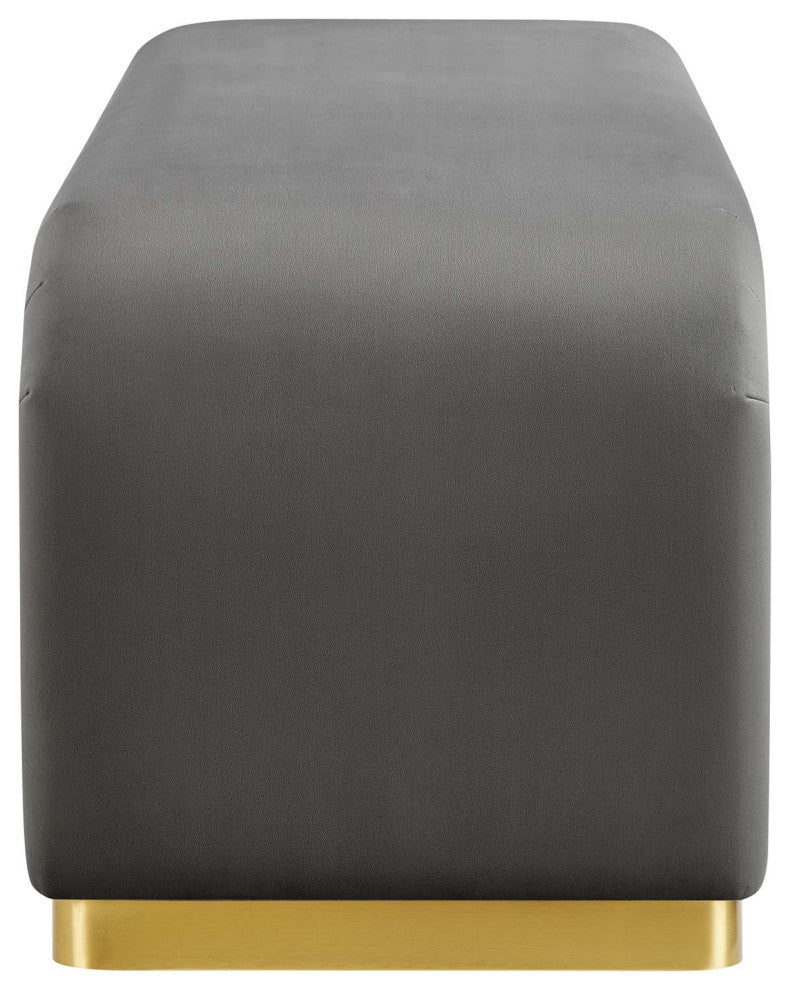 Koda Performance Velvet Waterfall Long Bench - Brass Storm Gray