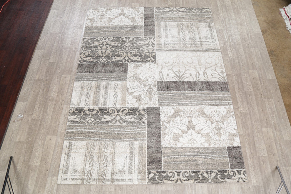 Symphony Design Patchwork Turkish Oriental Transitional Area Rug, Beige, 8 X 10