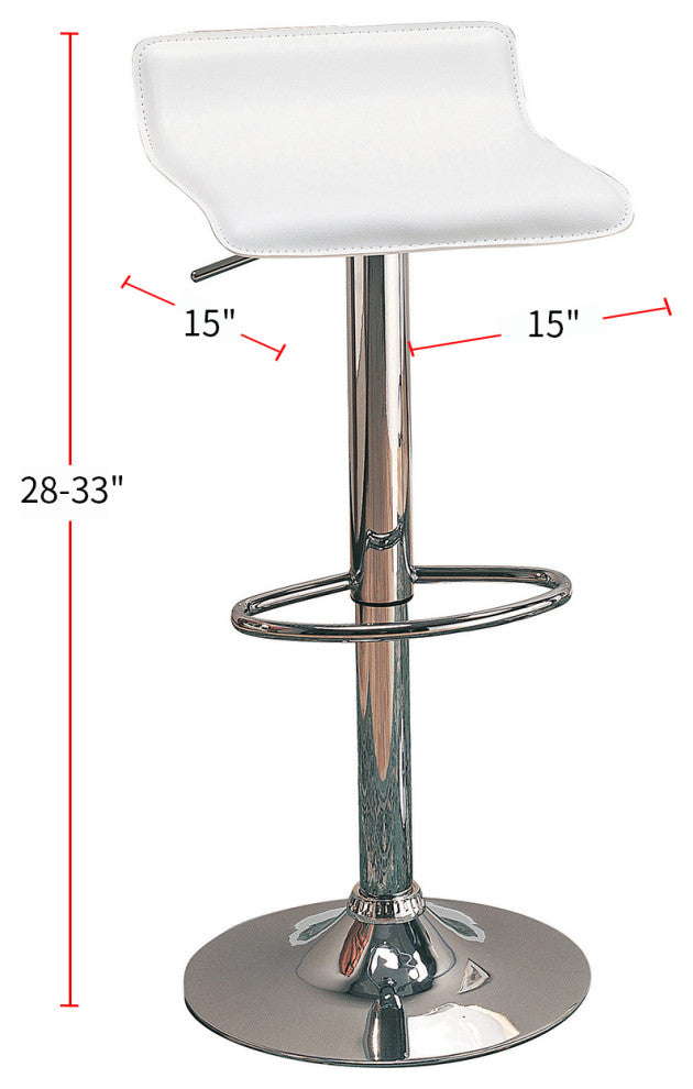 Set of 2 Adjustable Height Bar Stools, White