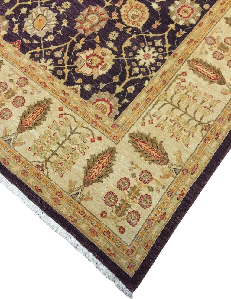 Peshawar Alim Aubergine/Beige Rug, 9'0x12'5