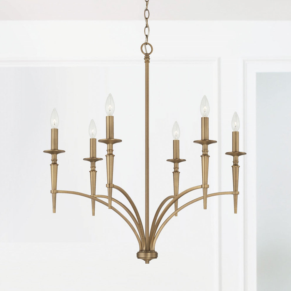 Capital Lighting Abbie 6-Light Chandelier 442661AD-701 Aged Brass
