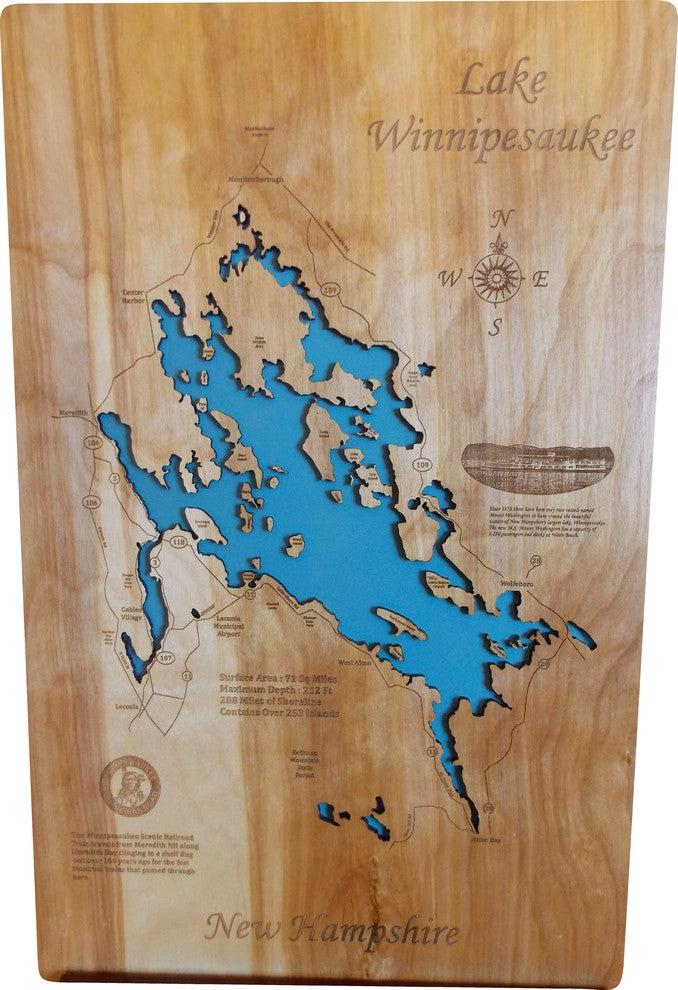 Lake Winnipesaukee, New Hampshire-Wood Lake Map, Medium Standout