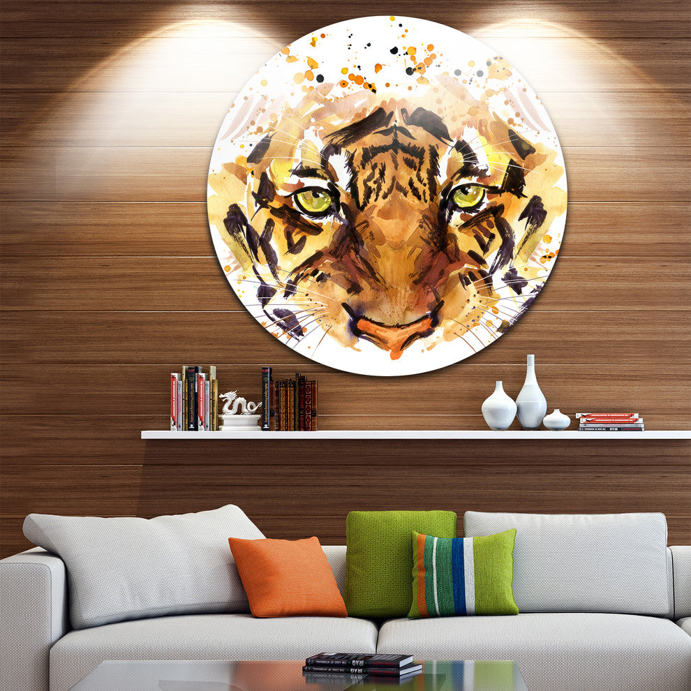 Eyes With Fire, Animal Round Wall Art, 38"