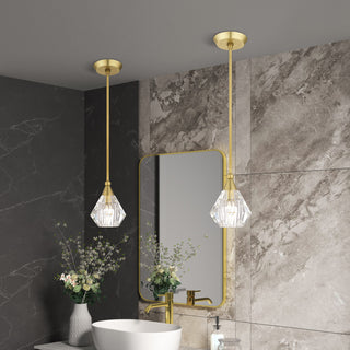 Brussels 1-Light Natural Brass Crystal Single Pendant