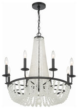 Bella 8-Light Matte Black Chandelier, Frosted Glass Beads