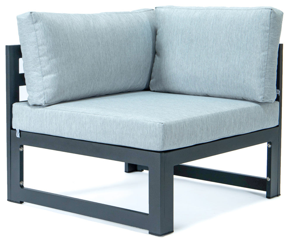 Chelsea 5-Piece Sectional Loveseat and Fire Pit Table Set, Light Grey