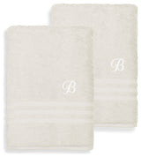 Denzi Bath Towels With Monogrammed Letter, Set of 2, B