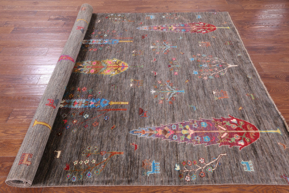 6' 8" X 10' 0" Tribal Persian Gabbeh Hand-Knotted Wool Rug - Q12385