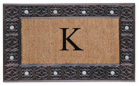 A1HC First Impression Rubber and Coir Decorative Tray Doormat 18"x30", K